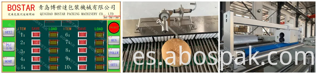 Empaquetadora automática de pan de hamburguesa de alta calidad con tres servomotores